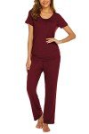 Nursing Pajama Set for Moms in Wine Red