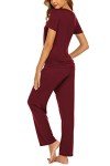 Nursing Pajama Set for Moms in Wine Red