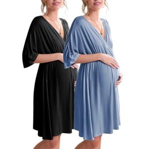 Ekouaer 3-in-1 Maternity Hospital Gown Set