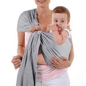 Adjustable Grey Baby Wrap Carrier and Sling