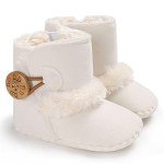 Unisex Baby Snow Boots with Antiskid Sole - White