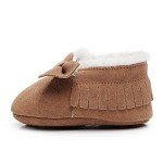 HONGTEYA Warm Leather Baby Moccasins with Fur