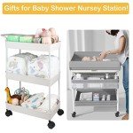 Beige Diaper Caddy Cart for Nursery Essentials
