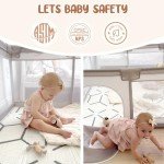 Grey Baby Playpen with Mat - 47x47 Inch