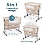 3-in-1 Portable Bedside Crib with Mosquito Net