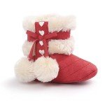 Cute Red Plush Winter Boots for Baby Girls