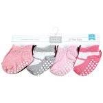 Hudson Baby Non-Skid No-Show Socks, Pink Black