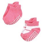 Hudson Baby Non-Skid No-Show Socks, Pink Black