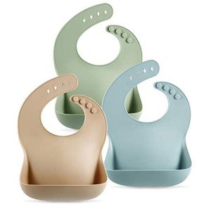 PandaEar 3-Pack Waterproof Silicone Baby Bibs