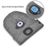 Unisex Grey Beanie for Dad with Rechargeable Light