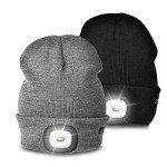 Unisex Grey Beanie for Dad with Rechargeable Light