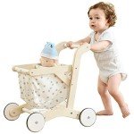 labebe Wooden Baby Push Walker and Doll Stroller
