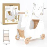 Wooden Doll Stroller Toy for Toddlers