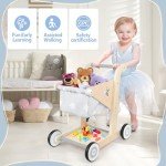Asweets 2-in-1 Wooden Baby Walker and Stroller