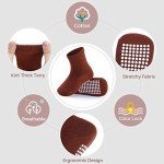 12 Pack Brown Non-Slip Baby Crew Socks