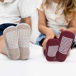12 Pack Brown Non-Slip Baby Crew Socks