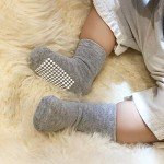 12 Pack Brown Non-Slip Baby Crew Socks