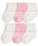 Toddler Non-Skid Scalloped Socks - 6 Pack