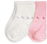 Toddler Non-Skid Scalloped Socks - 6 Pack
