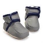 Enteer Infant Snow Boots Premium Soft Sole Anti-Slip Warm Winter Prewalker Toddler Boots (7-12months, dark grey)