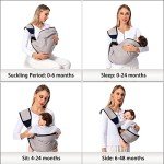 Shiaon Baby Sling Carrier Newborn to Toddler, Lightweight Baby Carrier Sling, Baby Wrap Sling, Baby Hip Seat Carrier for Toddler Sling, Baby Holder Carrier, Nursing Sling, Carrying 7-45 lbs, Grey