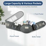 Ergonomic Baby Carrier with Hip Seat - Grey