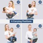 Ergonomic Baby Carrier with Hip Seat - Grey