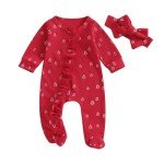 Afunbaby Newborn Christmas Zipper Footie Romper