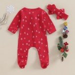 Afunbaby Newborn Christmas Zipper Footie Romper