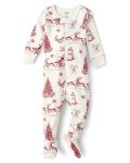 Baby Snowman Zip-Front Cotton Footed Pajamas