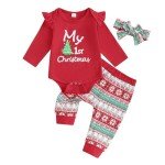 My First Christmas Baby Outfit with Headband