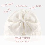 Cozy Winter Knit Baby Hat with Bow - White