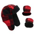 Plaid Winter Fleece Baby Beanie Hat 1-2T
