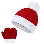 Zando Baby Knit Santa Hat and Mitten Set
