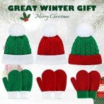 Zando Baby Knit Santa Hat and Mitten Set