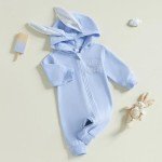 Baby Bunny Ears Hoodie Romper for Infants