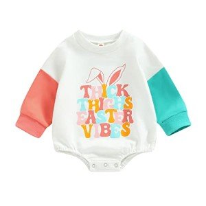 Cute Oversized Crewneck Sweatshirt Romper for Babies