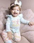 Blue Bunny Ribbed Romper Set for Baby Girls