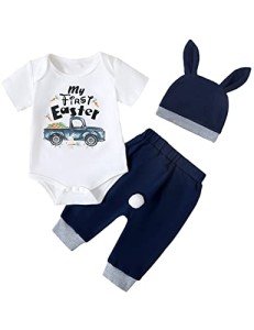 Baby Boys Girls 1st Easter Bunny Bodysuit 3-6 Months