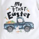 Baby Boys Girls 1st Easter Bunny Bodysuit 3-6 Months