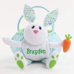 Custom Plush Easter Bunny Basket with Name