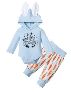 Cute Baby Boy Bunny Ears Easter Outfit Set