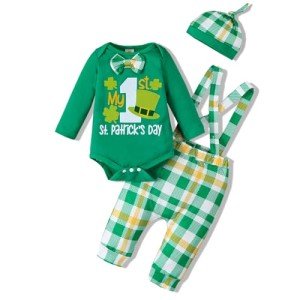 Cute Baby Gentleman Outfit Set - Green Romper 6-9M