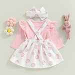 Baby Girl Pink Bunny Romper Outfit with Headband