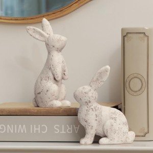 Easter Bunny Decorations Set of 2 - Beige Rabbits