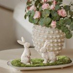 Easter Bunny Decorations Set of 2 - Beige Rabbits