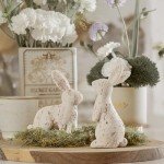 Easter Bunny Decorations Set of 2 - Beige Rabbits