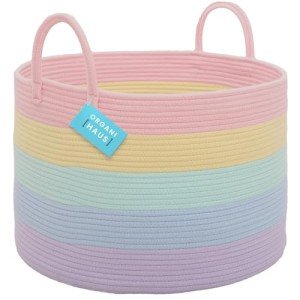 Pastel Rainbow Toy Storage Basket for Kids