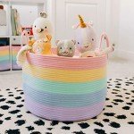 Pastel Rainbow Toy Storage Basket for Kids