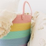 Pastel Rainbow Toy Storage Basket for Kids